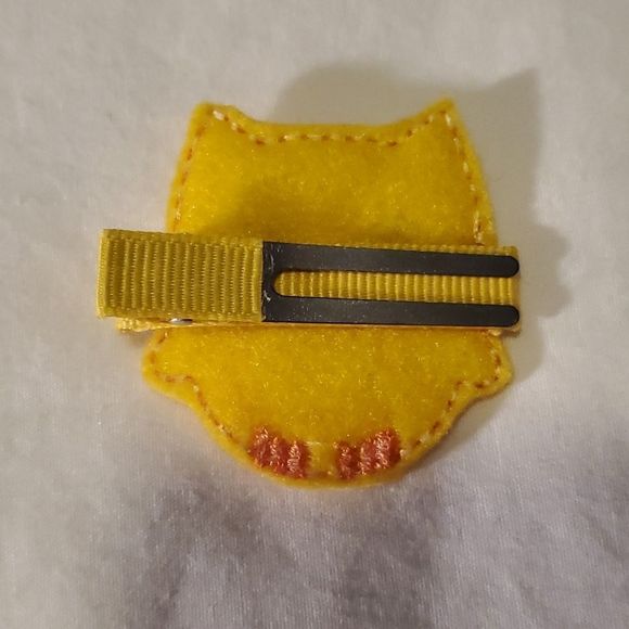 NEW YELLOW FELT OWL HAIR CLIPPY - Picture 2 of 2